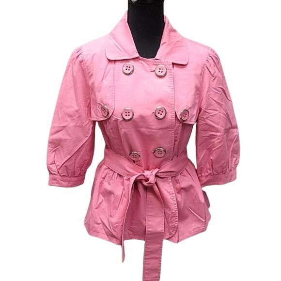 INC Pink Double Breasted Pink Belted Jacket - Picture 12 of 13